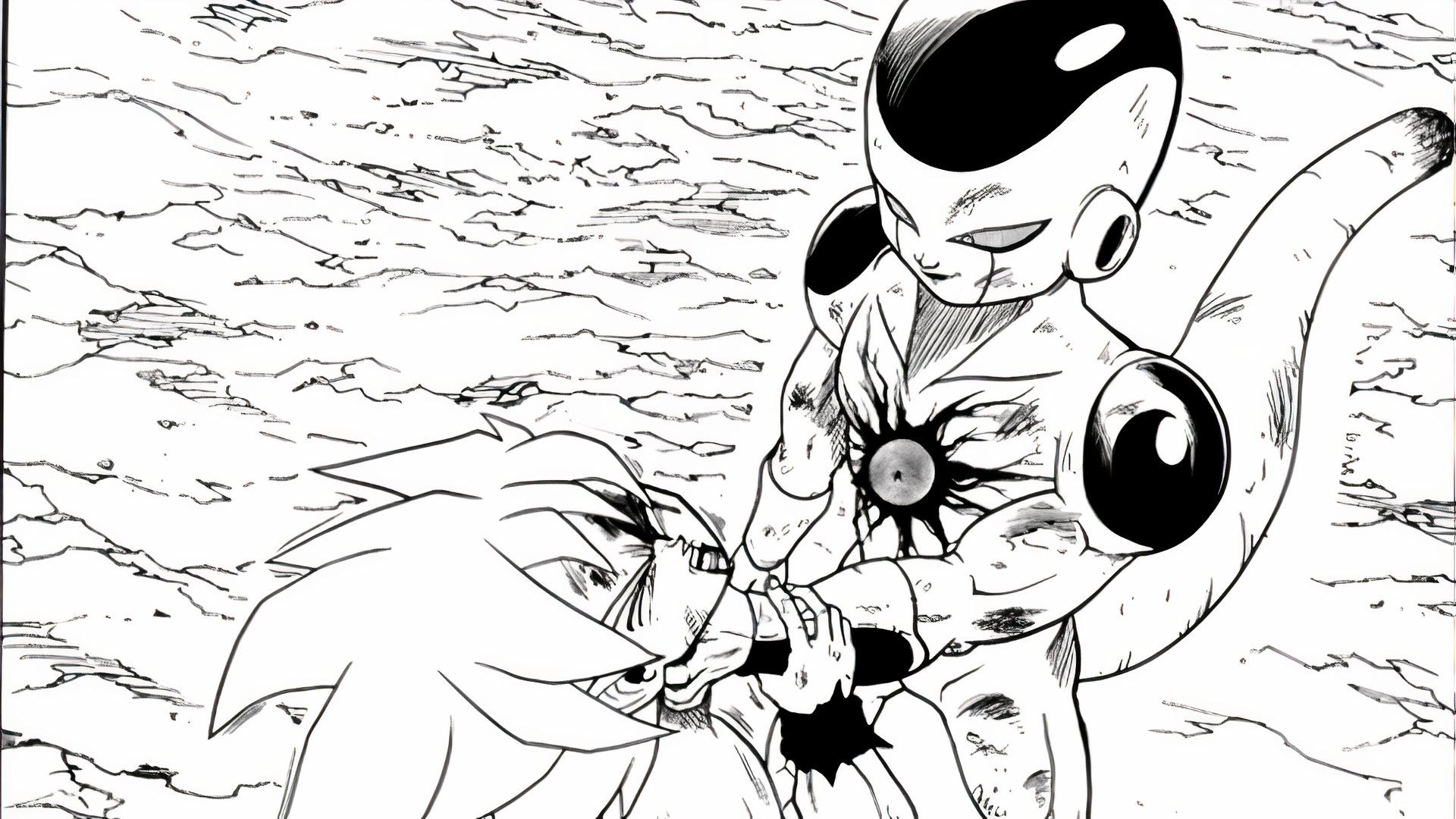 dark dragon ball xeno frieza defeating super saiyan goku dragon ball heroes manga-1