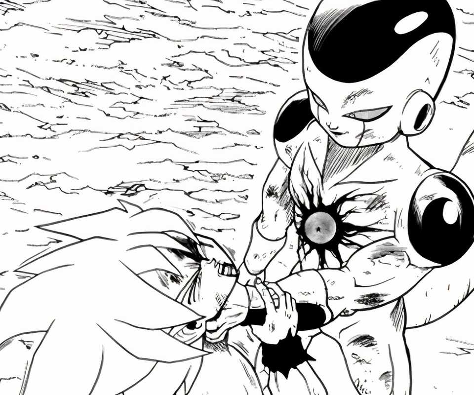 dark dragon ball xeno frieza defeating super saiyan goku dragon ball heroes manga-1