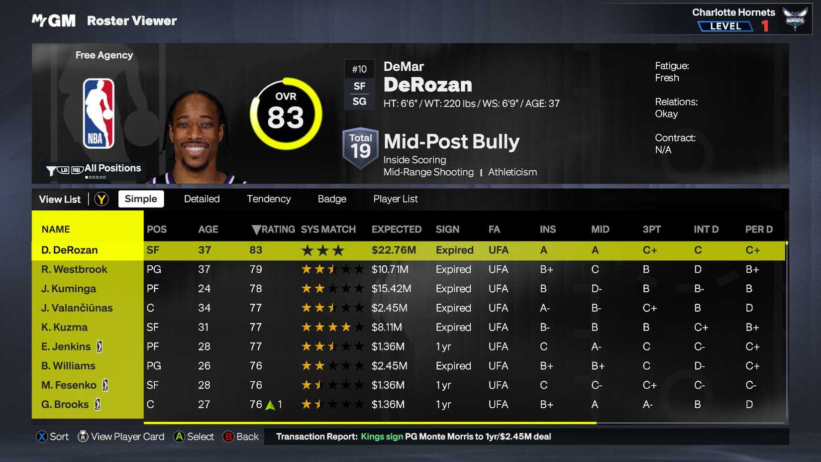 Demar Derozan Stats - NBA 2K27