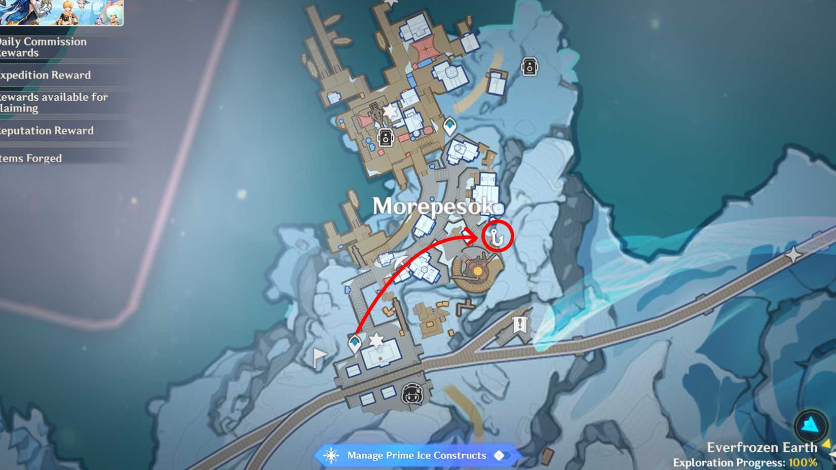 Everfrozen Earth Shadow Realm Treasure Vault Location In Genshin Impact