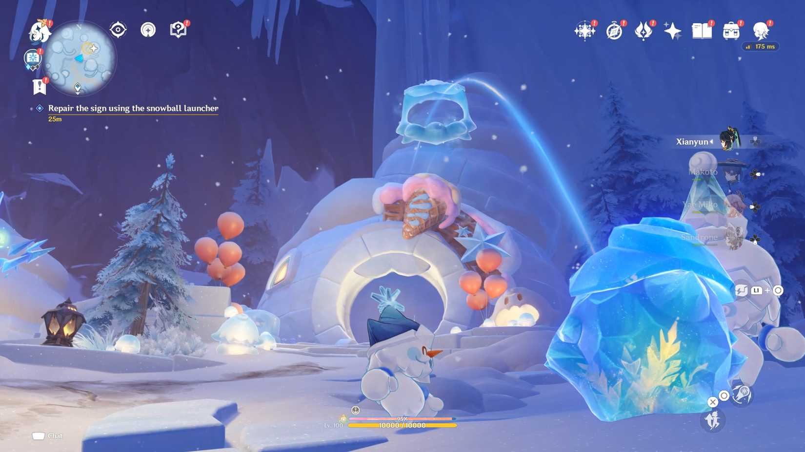 genshin-impact-small-jack-frost-big-problems-quest-how-trigger-where-find-location - repair the sign using the snowball launcher