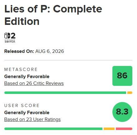 Lies of P Complete Edition reviews