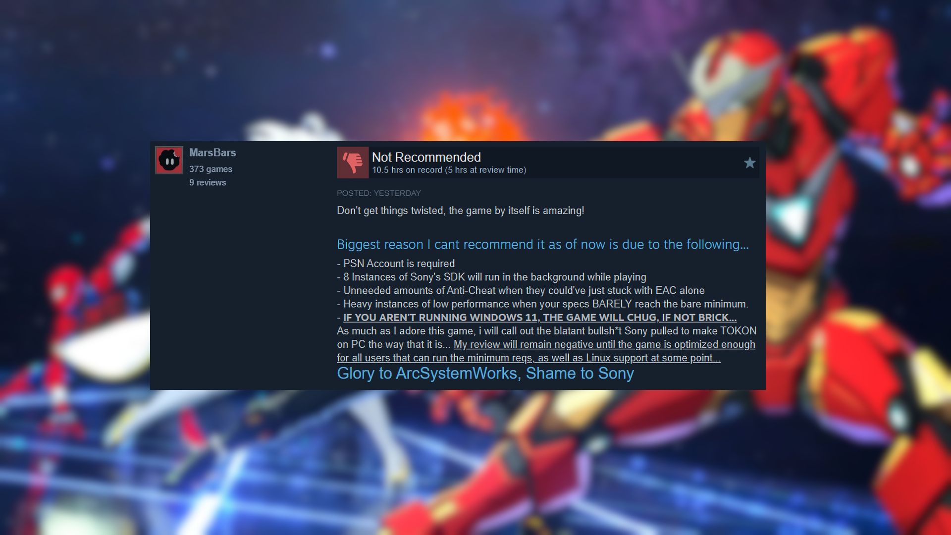 A negative review for Marvel Tokon: Fighting Souls