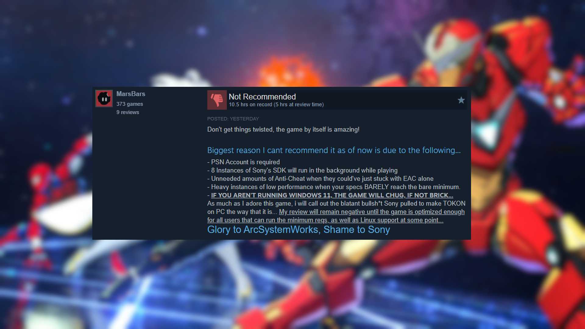 A negative review for Marvel Tokon: Fighting Souls