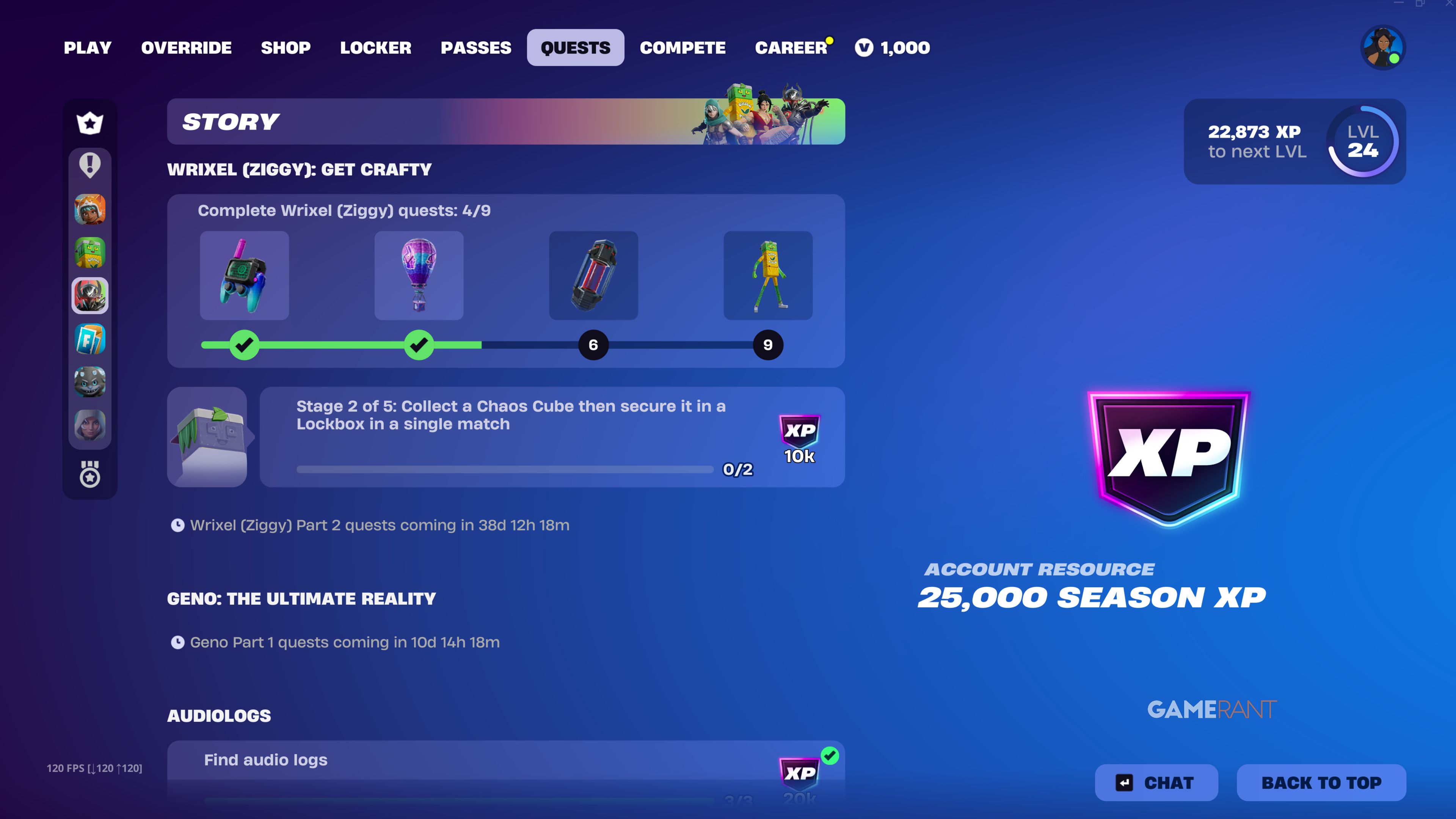 Method #1 Earn XP Through Quests - Fortnite