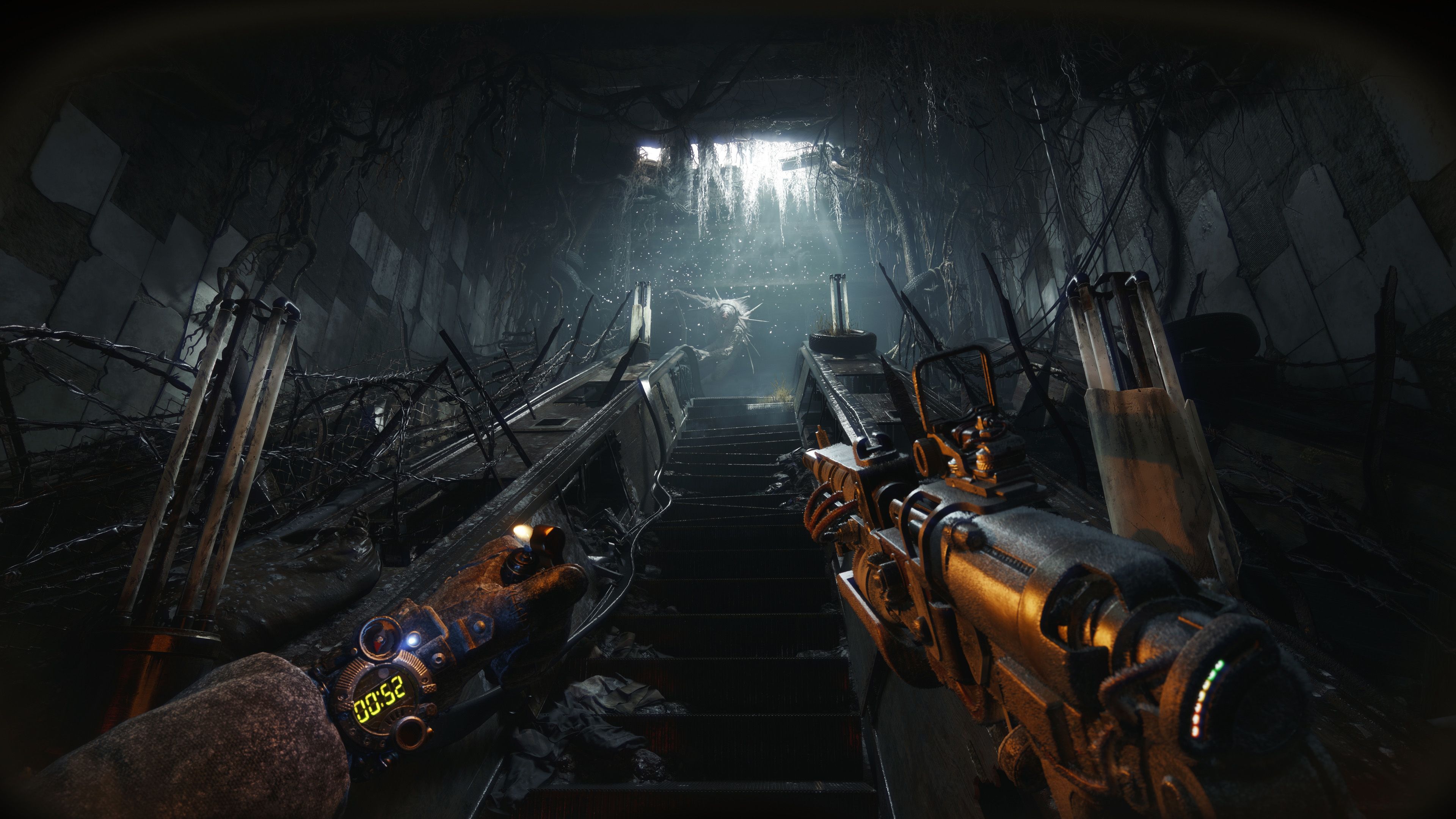Gun aimed in tunnel