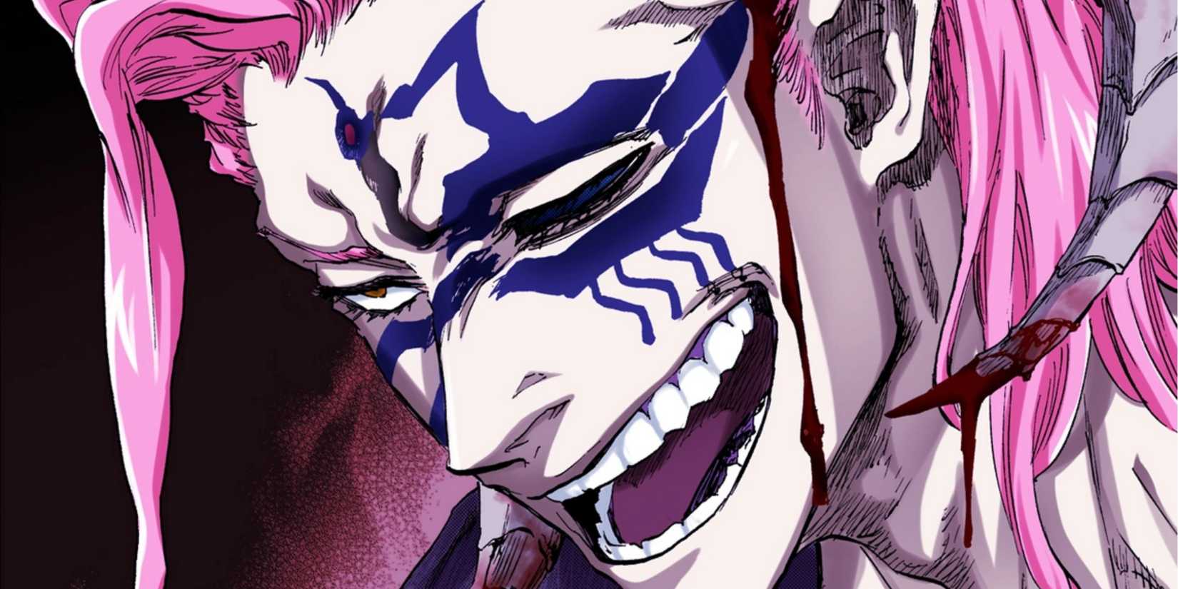 Szayelaporro Granz laughs at the Soul Reapers in the Human World as a Jailer of Hell in the Bleach manga.