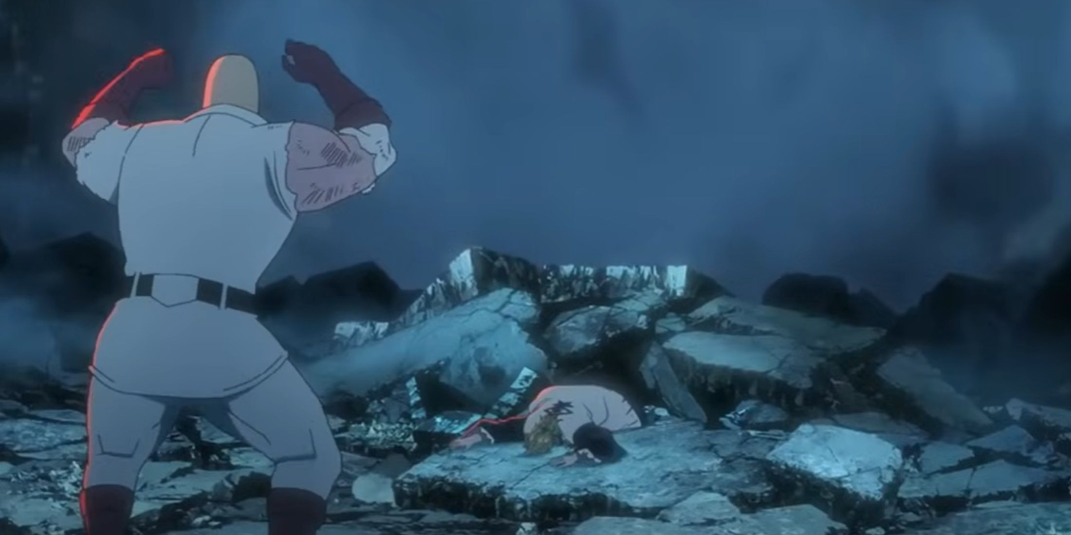 Rojuro falls to the ground defeated in Bleach: The Thousand-Year Blood War. 