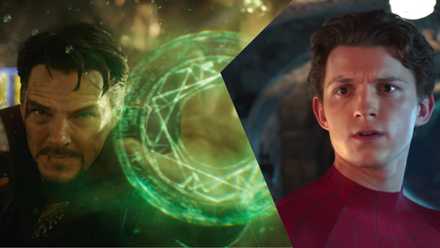 A split image of Benedict Cumberbatch in Doctor Strange and Tom Holland in Spider-Man: Far From Home