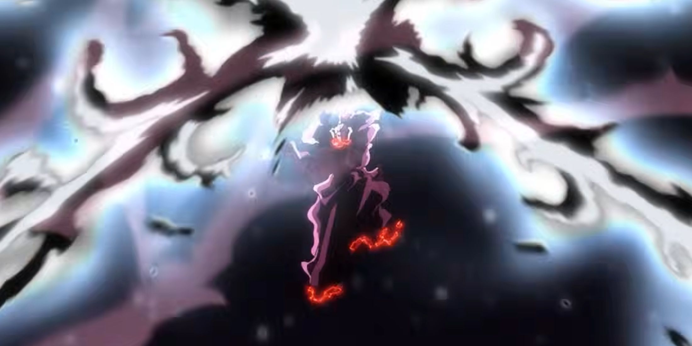 Blood Chains Ichigo uses Getsuga Tensho against Yhwach in Bleach: The Thousand-Year Blood War