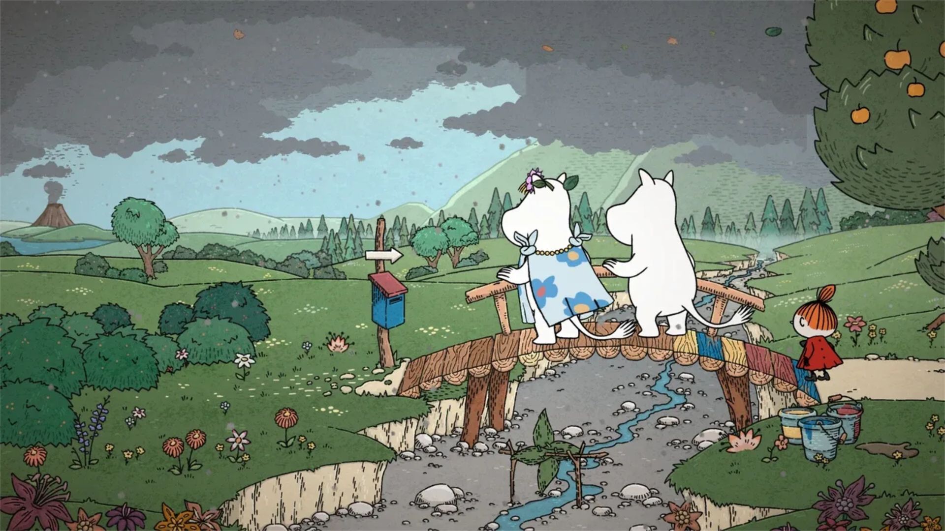 Moomin Midsummer Madness screen with Moomintroll and Little My