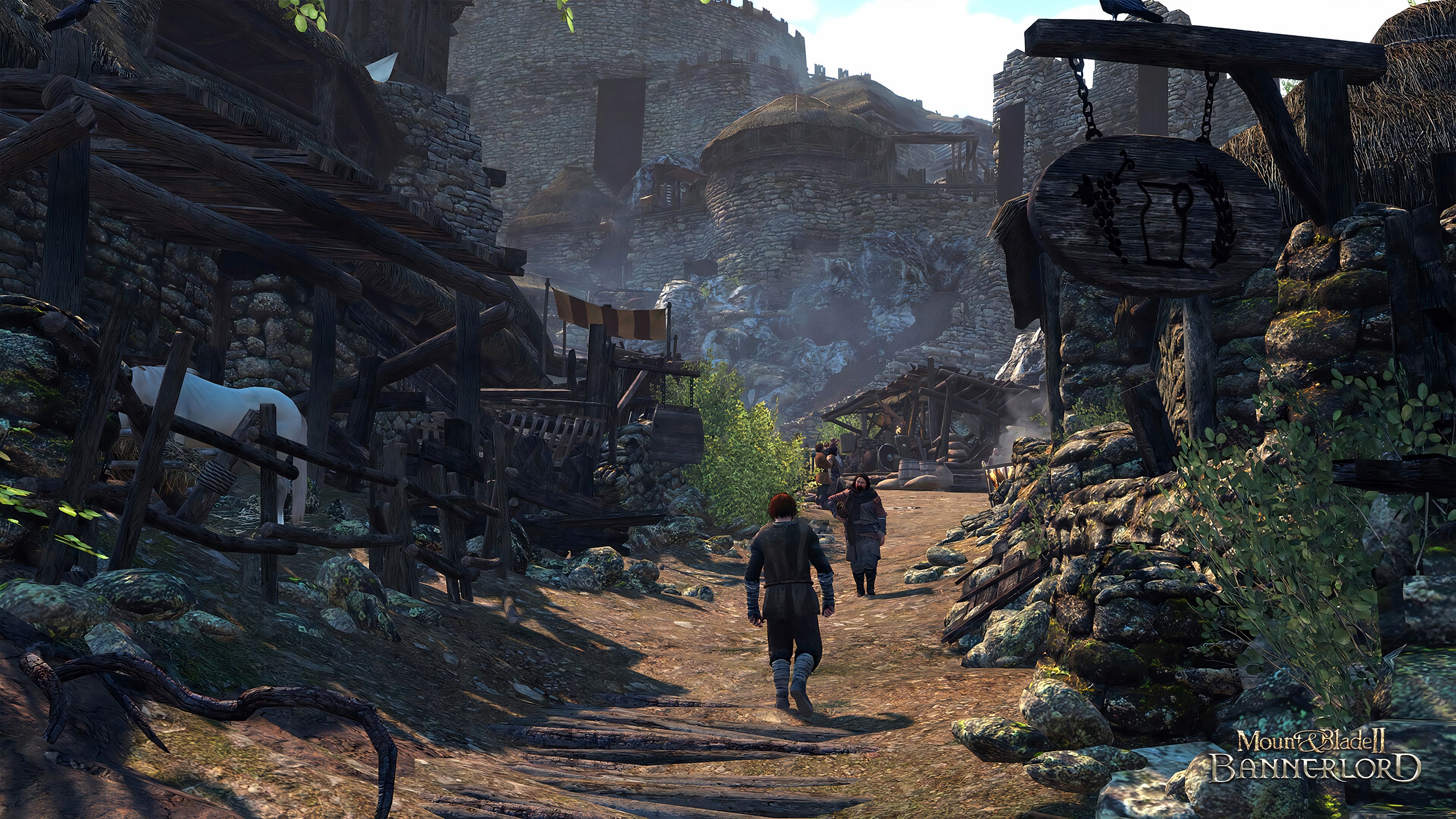 Mount and Blade 2 Bannerlord people walking through village