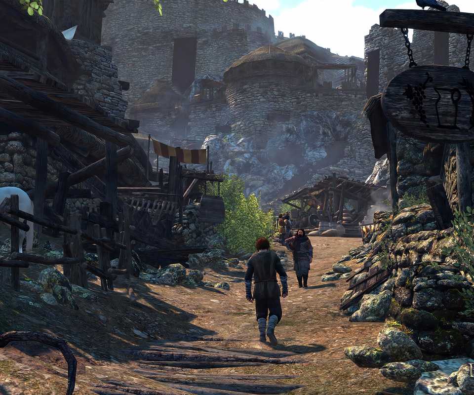 Mount and Blade 2 Bannerlord people walking through village