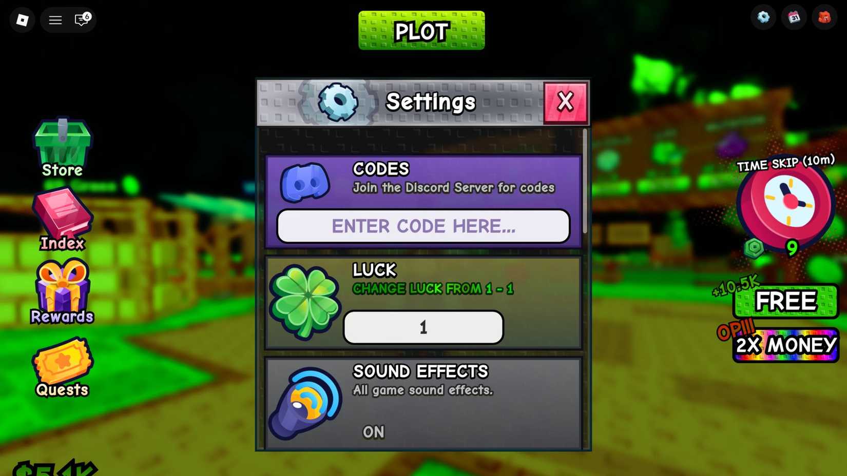 My Grass Farm the codes tab