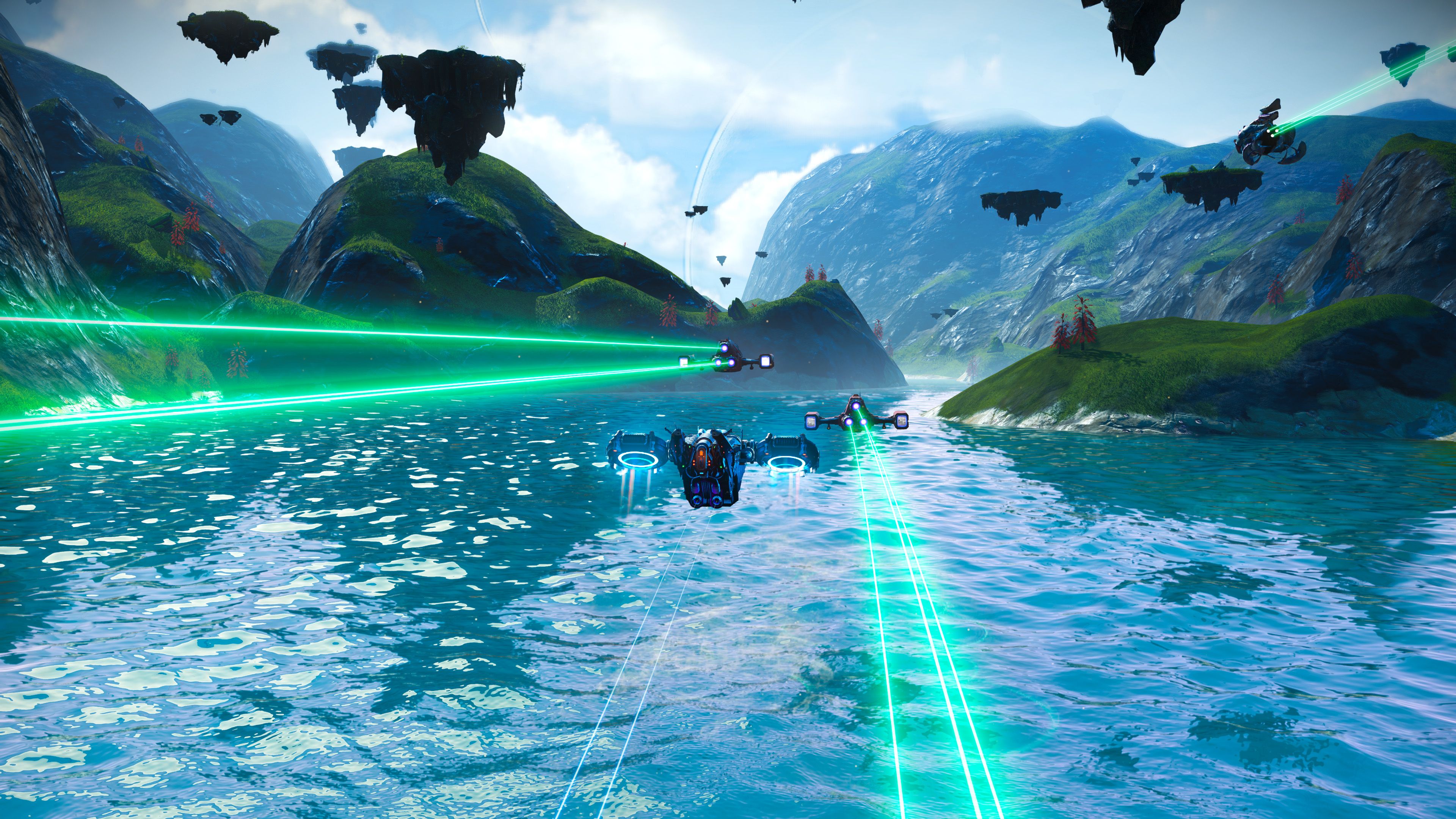 Flying over water