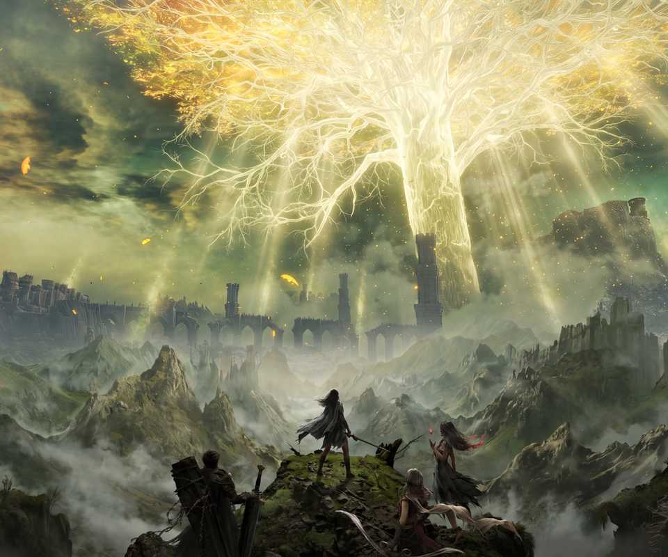 Nodusfall characters looking at the Erdtree from Elden Ring
