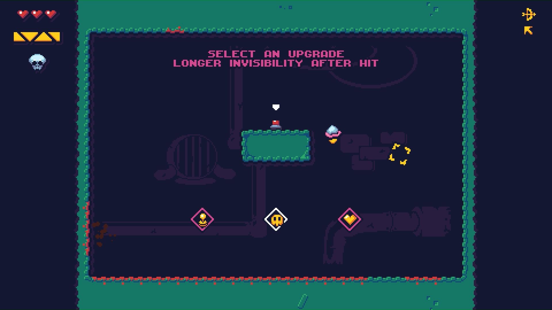 the powerup selection menu in ogre chambers dx.