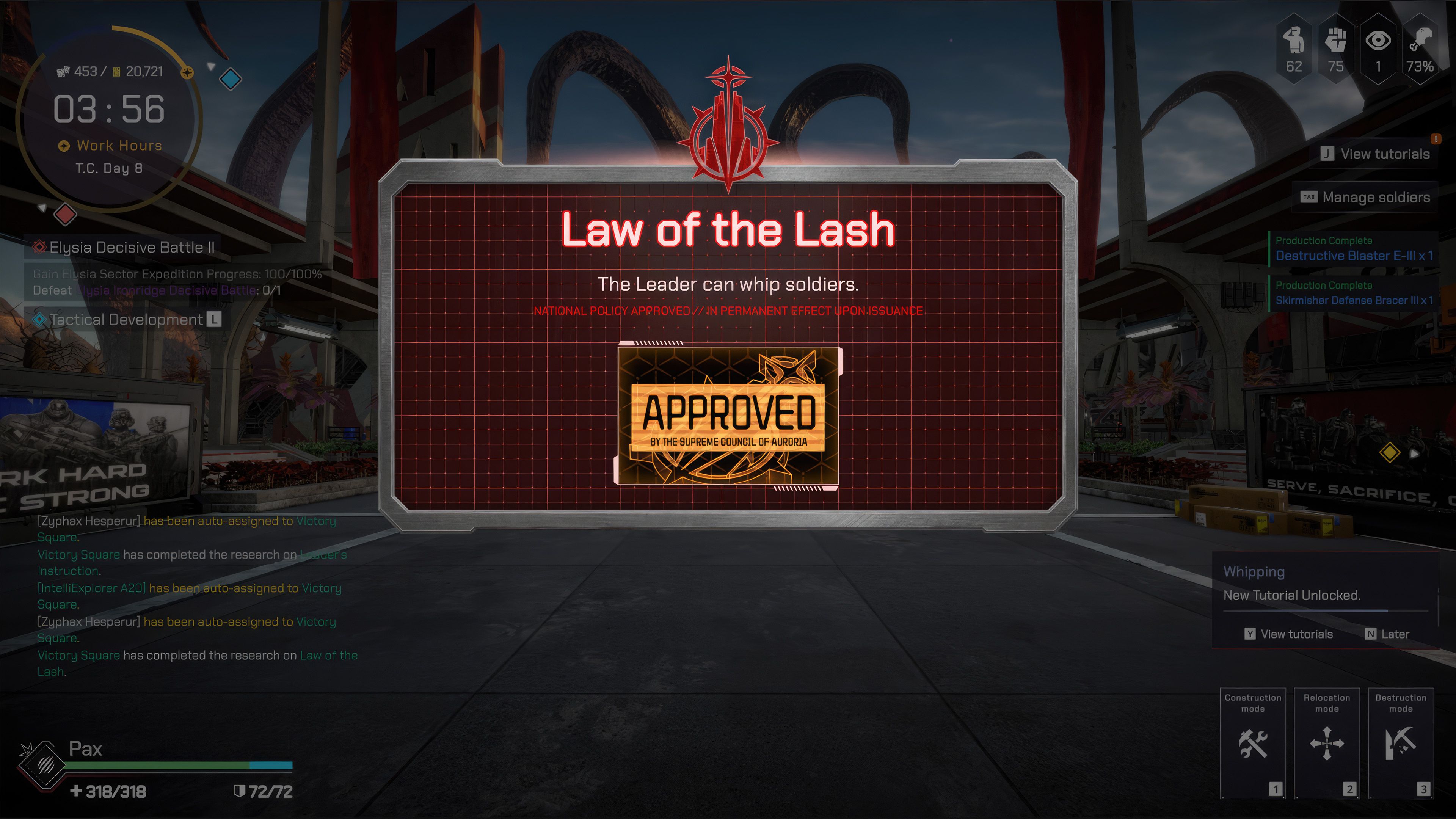 Setting new laws for your colony in Pax Autocratica.