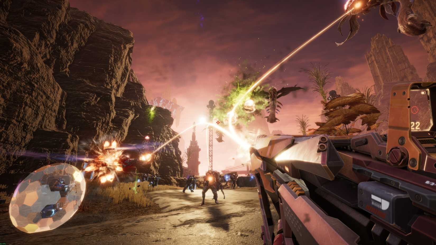 A laser rifle firing at a target in Pax Autocratica.