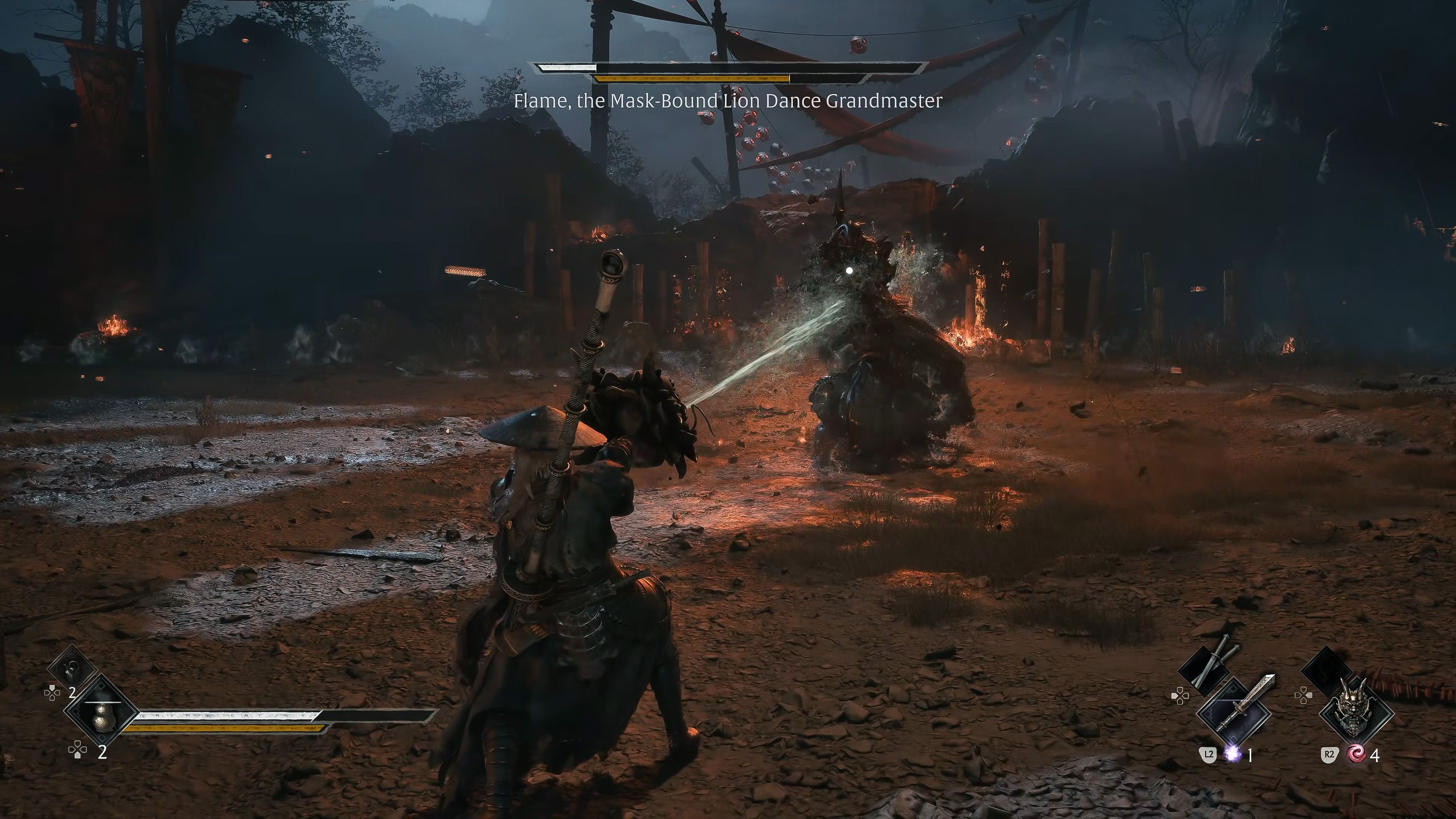 Phantom Blade Zero Flame, the Mask Bound Lion Dance Grandmaster boss fight