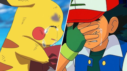 Pikachu and Ash crying