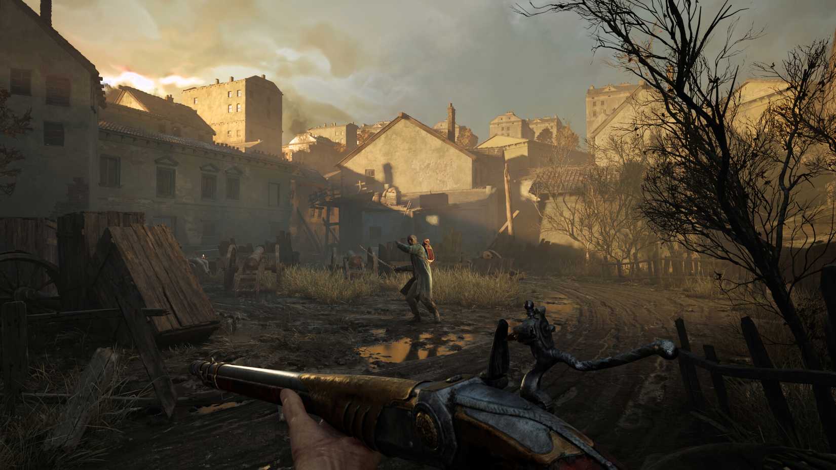 Player approaching an enemy with a shotgun in Valor Mortis