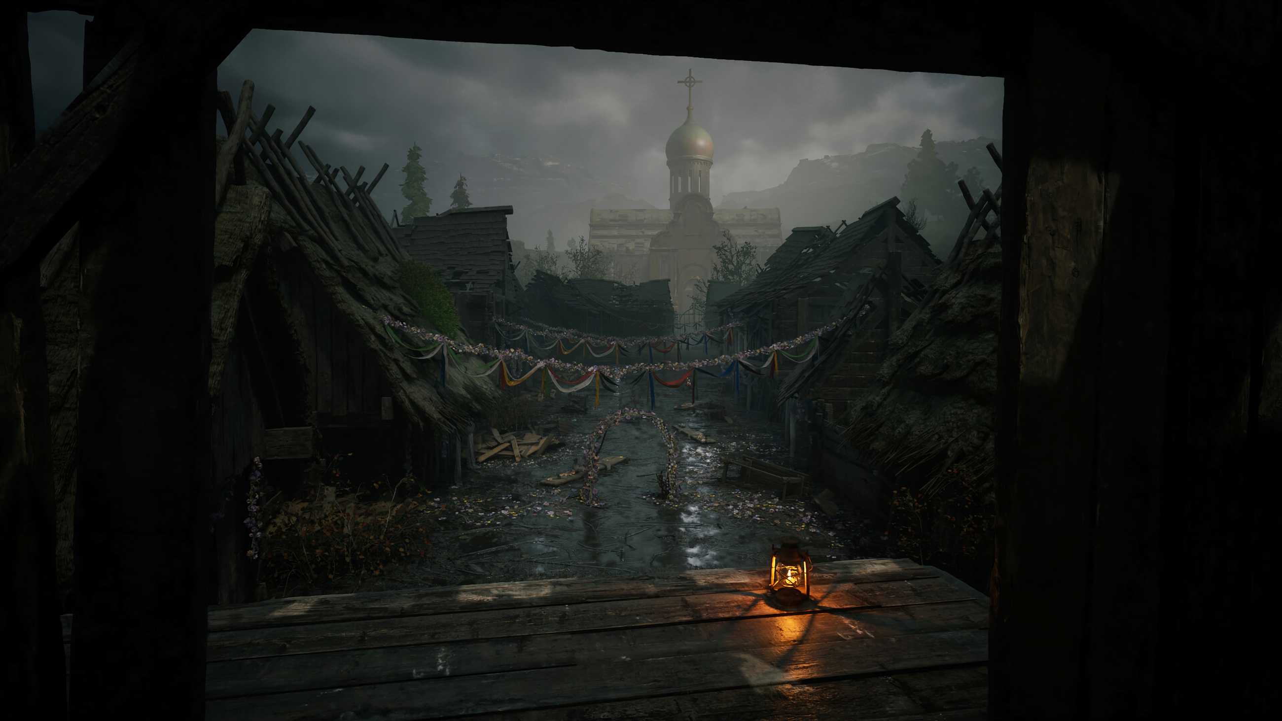 Player approaching an old festival in Valor Mortis