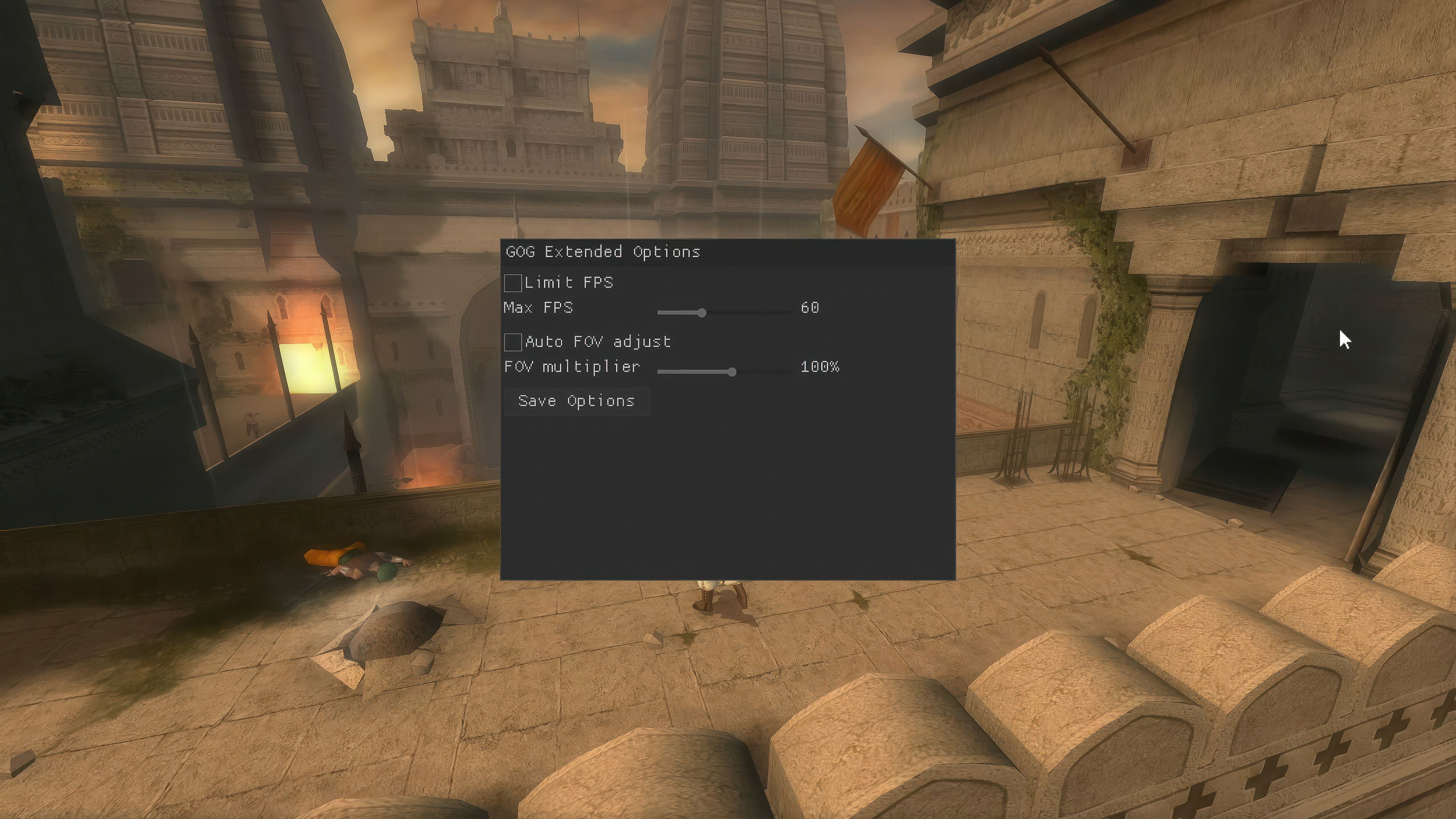 شازادەی فارس: The Sands of Time PC GOG وەشانی FOV و سلایدەرەکانی FPS
