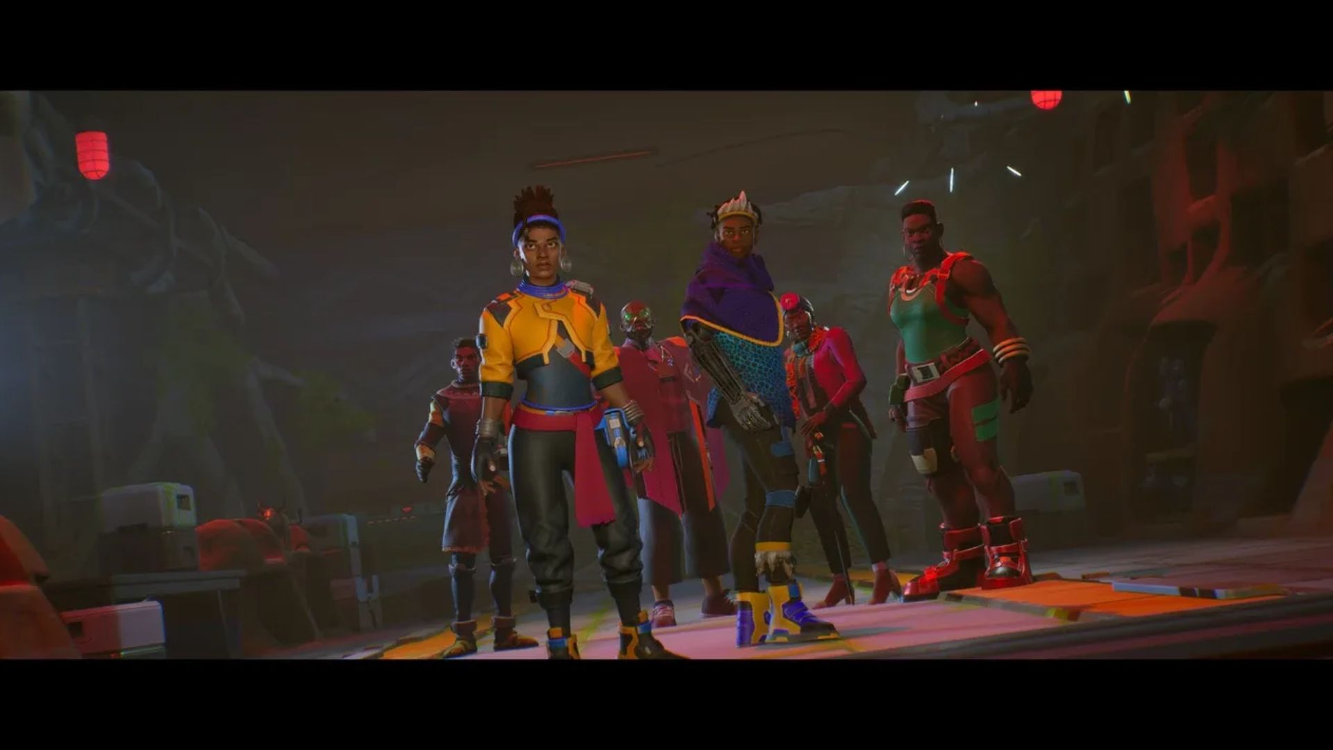 Relooted Cinematic Screenshot with six characters