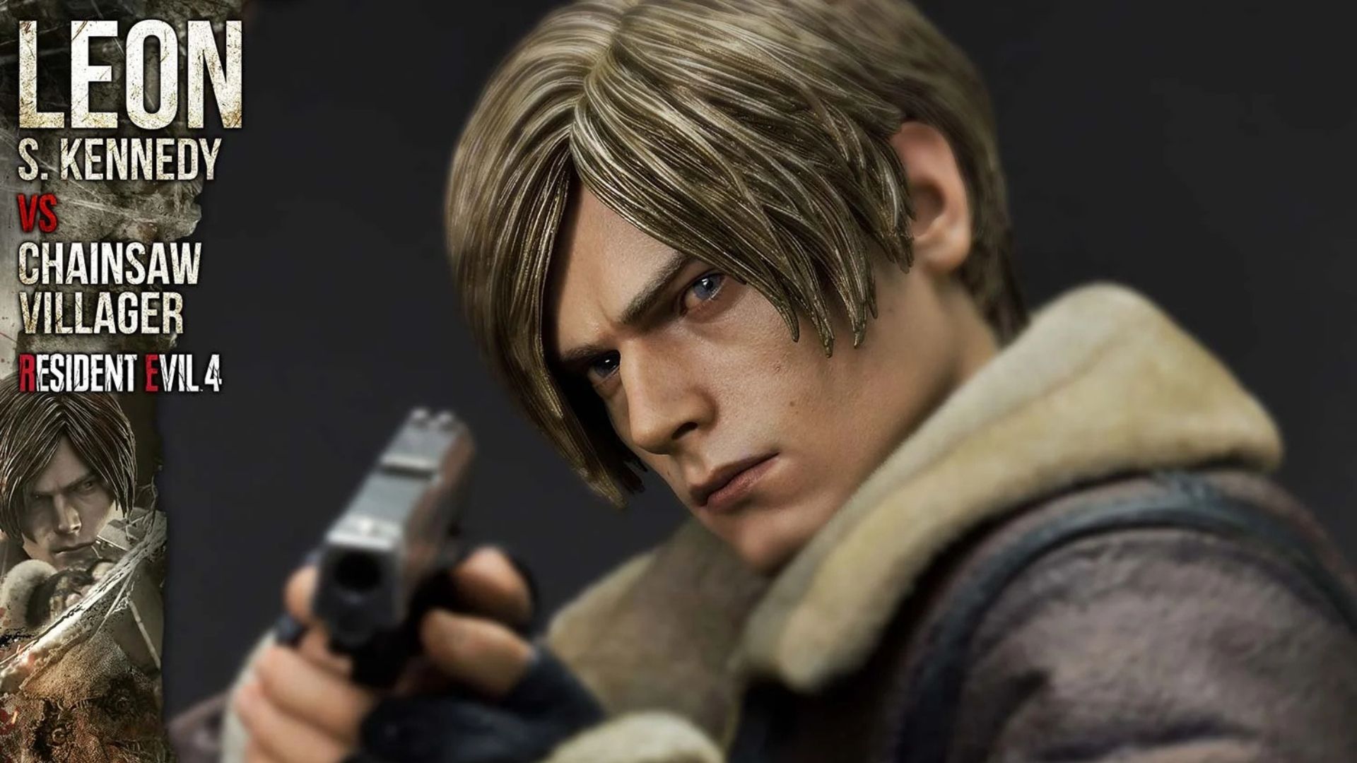 leon s. kennedy close-up, resident evil 4 remake diorama.