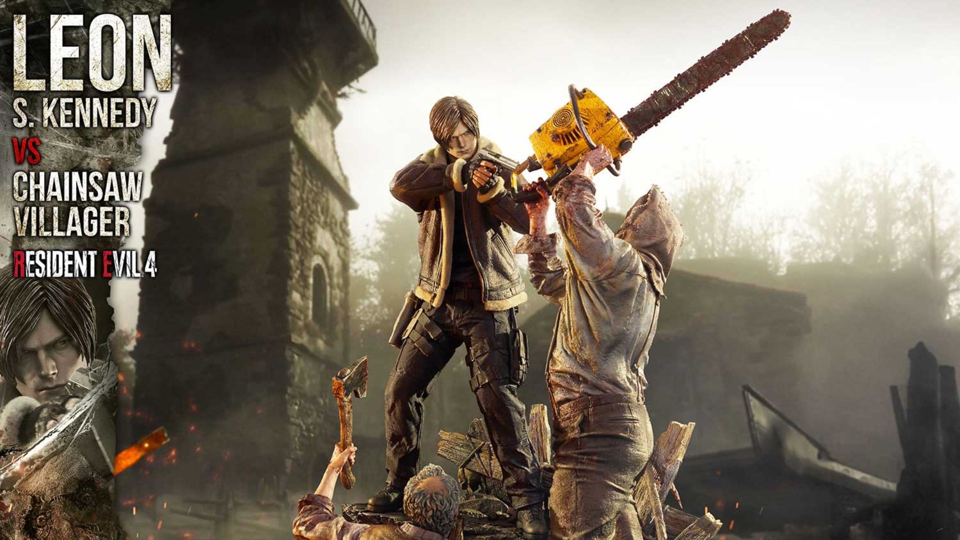 re4 remake leon diorama promotional image.