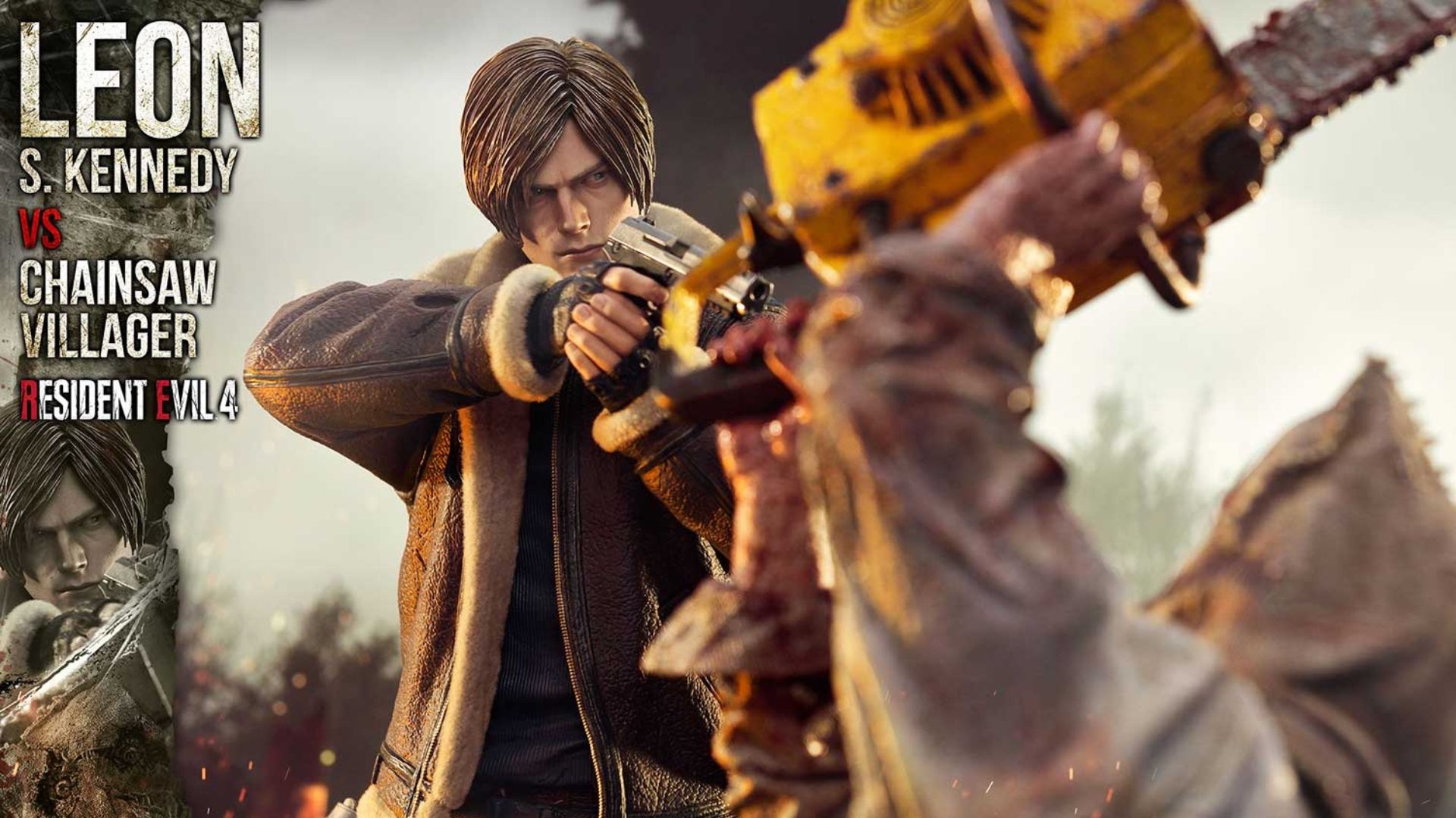 re4 remake leon diorama promotional image.