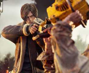 re4 remake leon diorama promotional image.