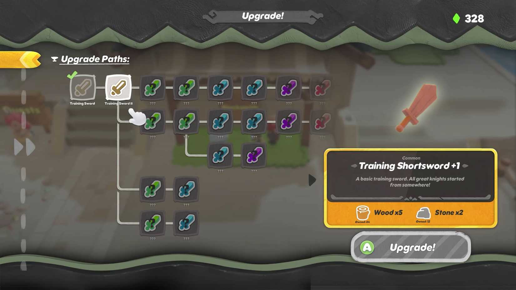 Scramble Knights Online crafting tree for shortsword