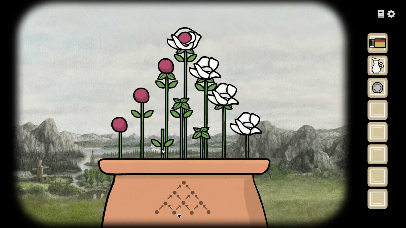 The flower puzzle solution in Servant of the Lake.
