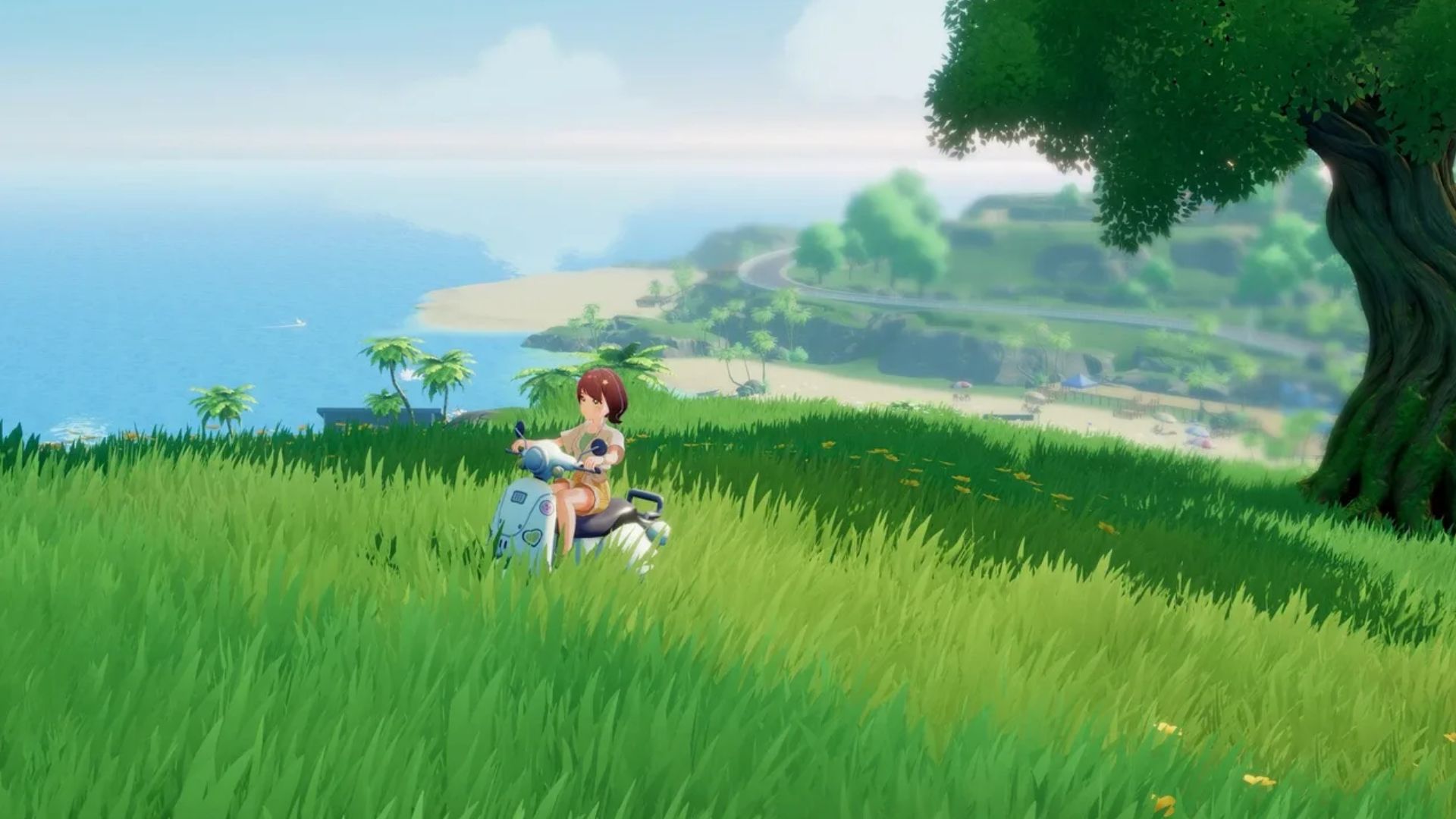 Starsand Island character riding moped gameplay