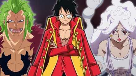 image of bartolomeo luffy and bonney in one piece
