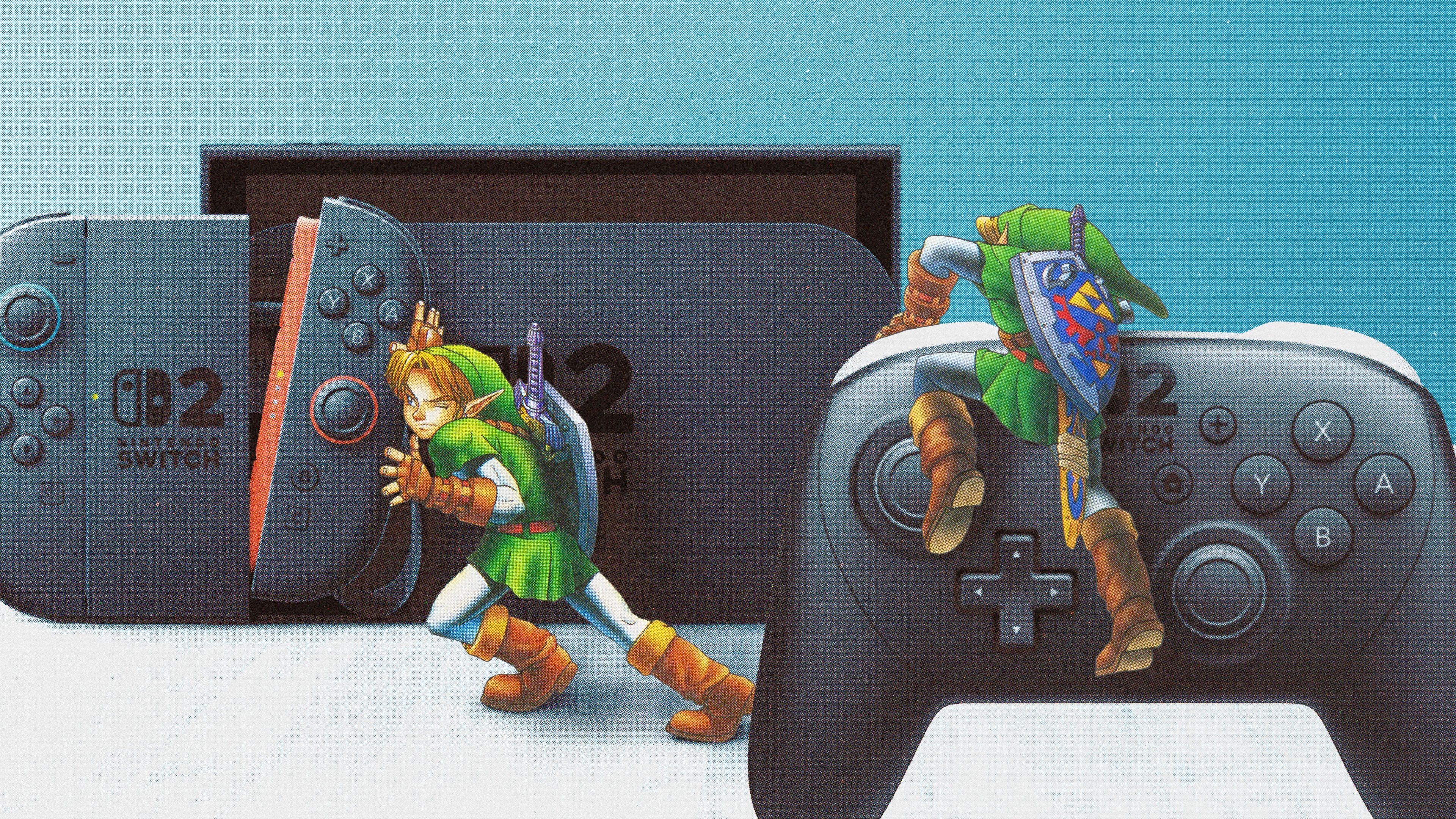 switch 2 console and pro controller with link