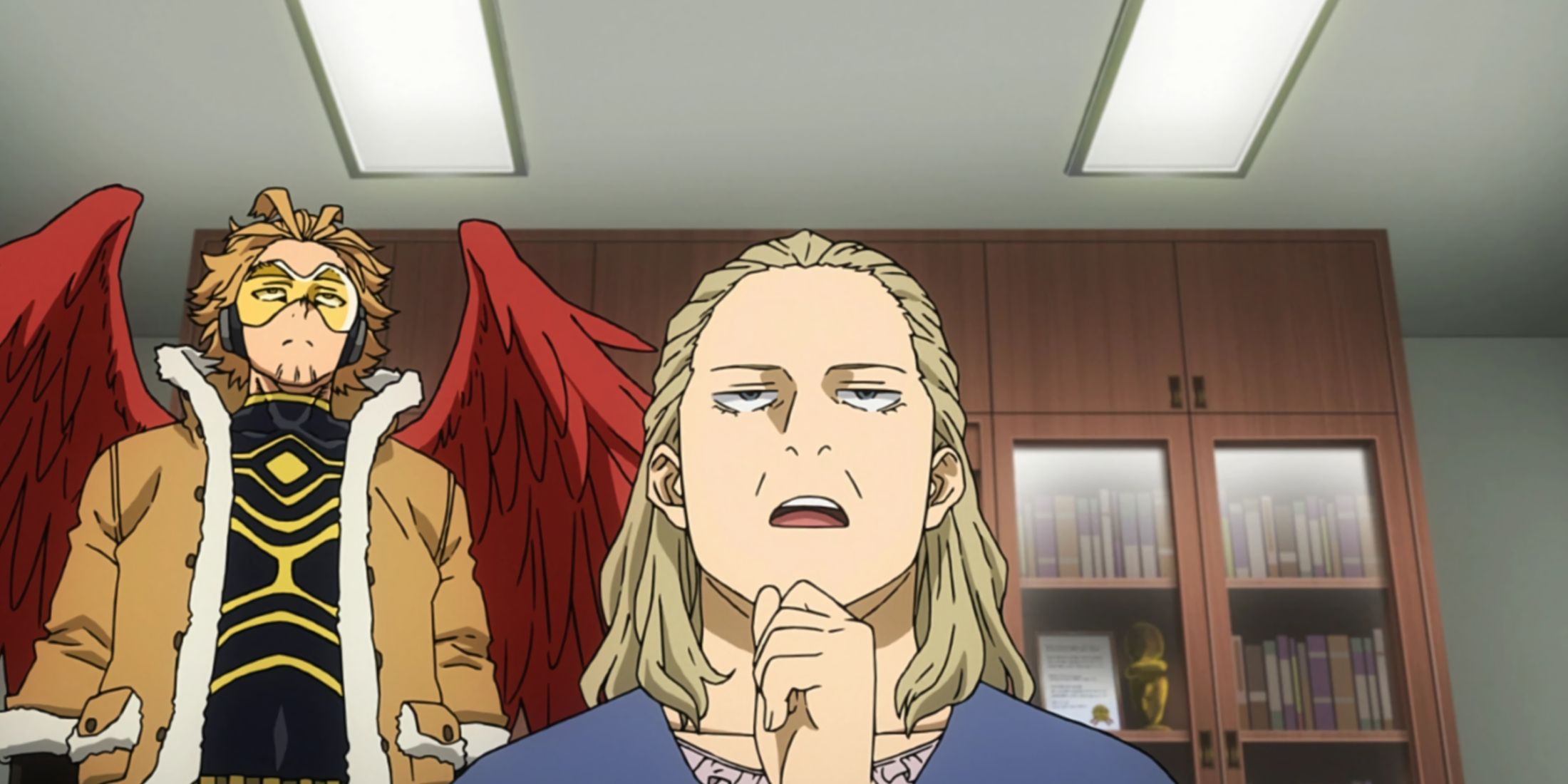 The President of the HPSC and one of her assassins, Hawks