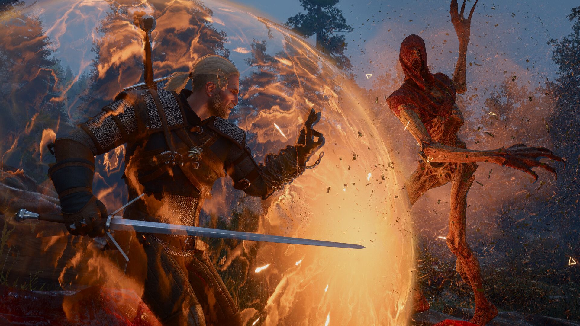 The witcher 3 songs of the past geralt casting a shield spell