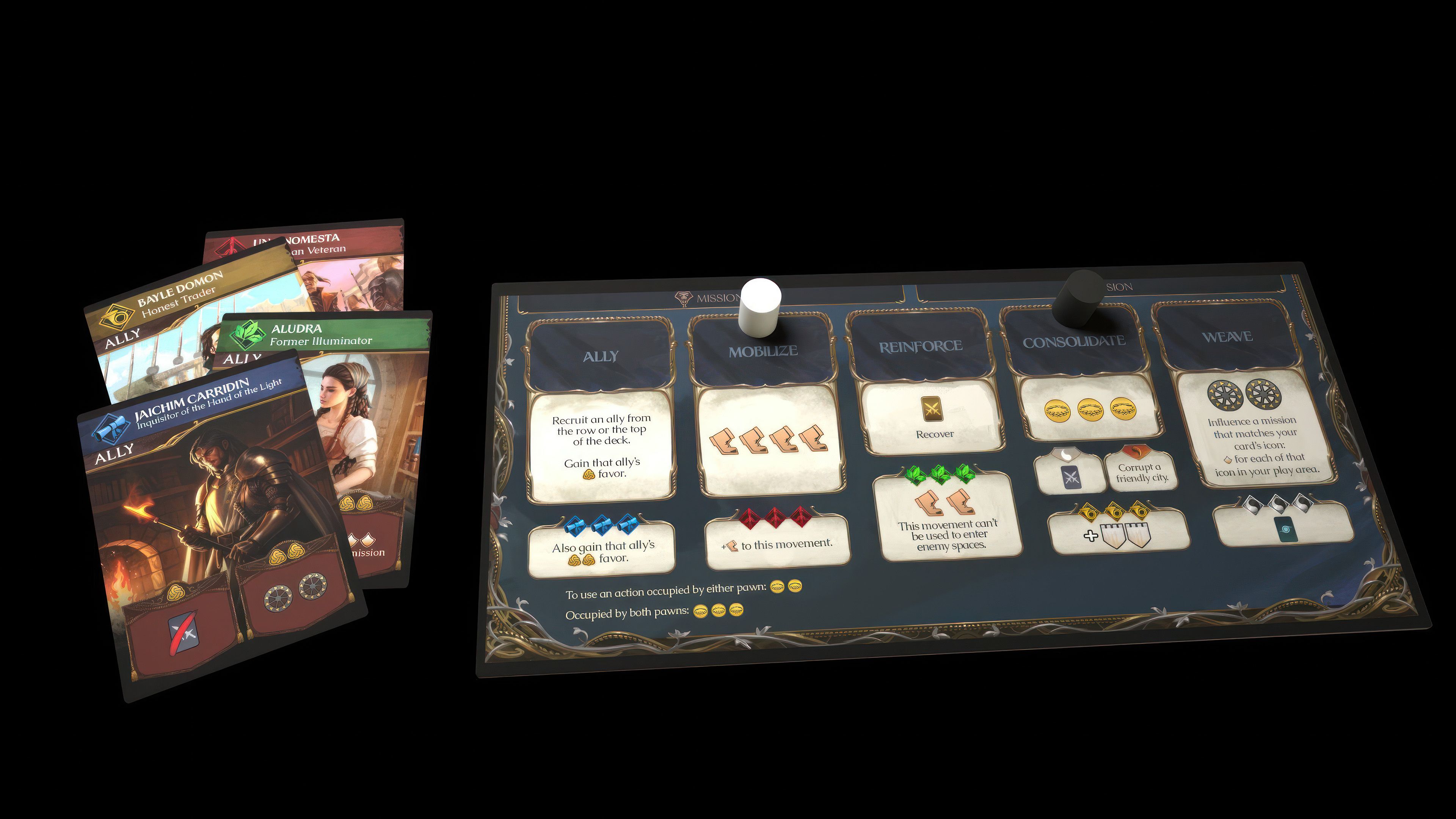 War of the Dragon: Wheel of Time board game elements from Kickstarter