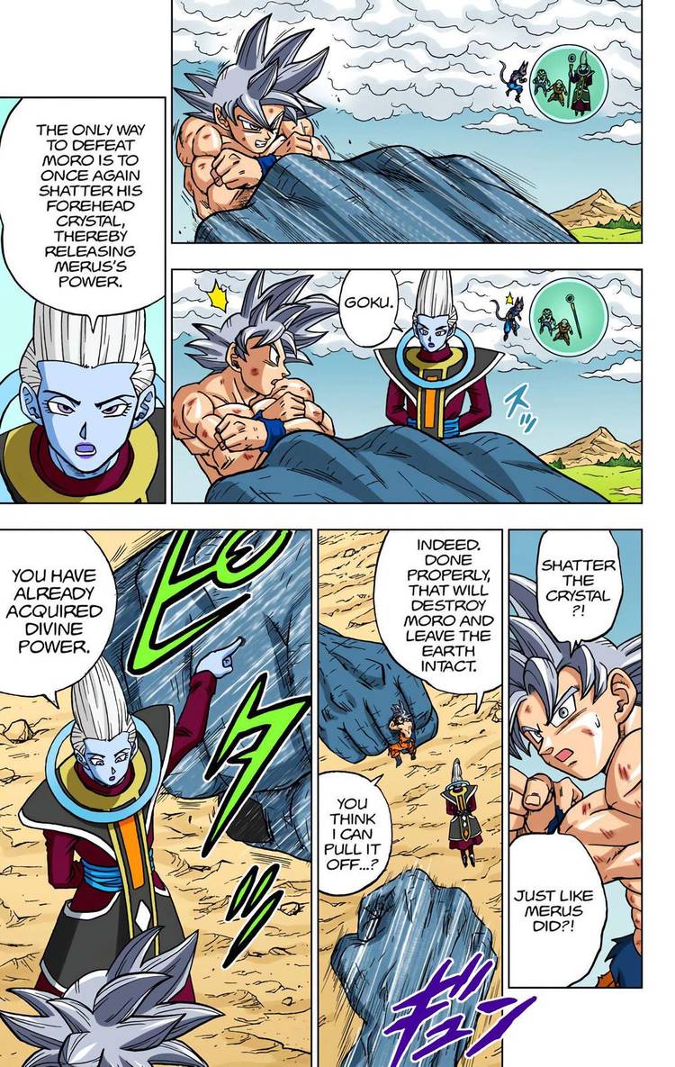 Whis catches Moro's punch