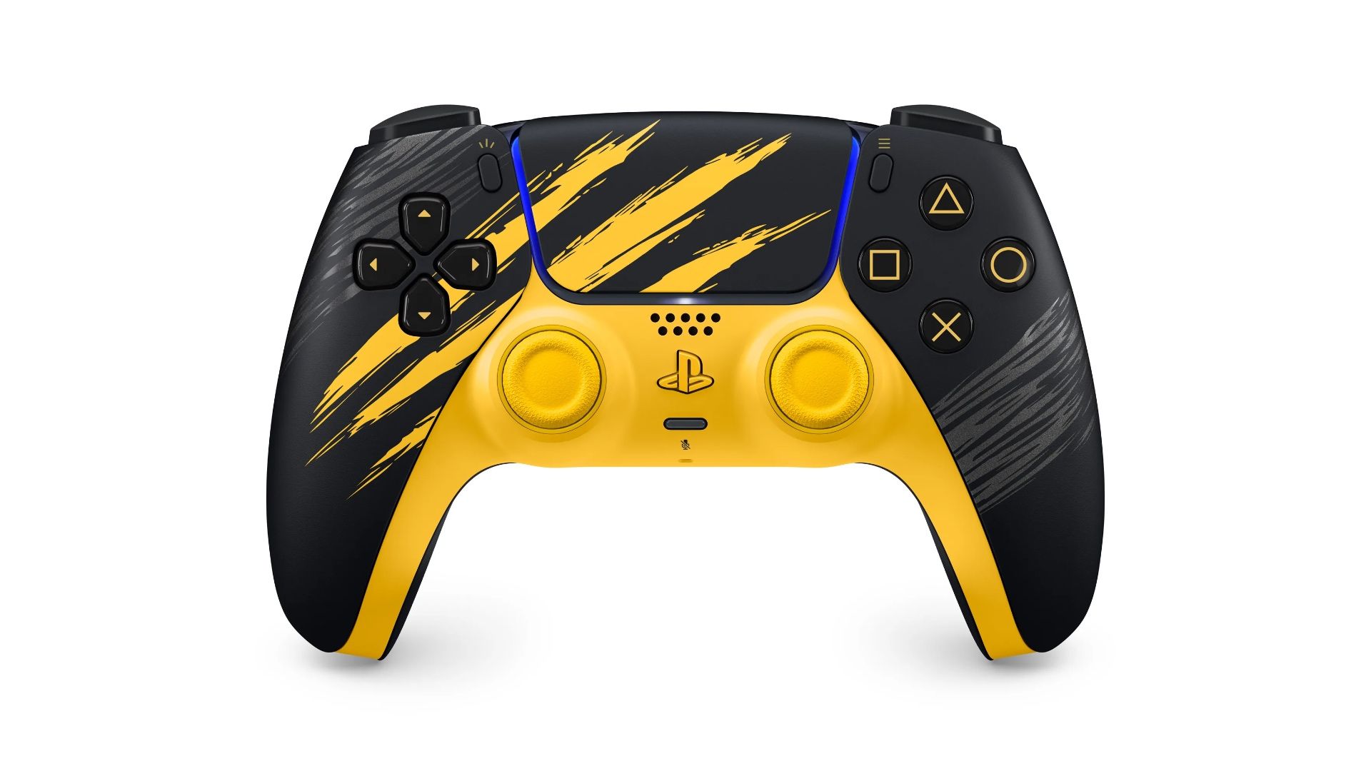 Wolverine PS5 Yellow DualSense on white background