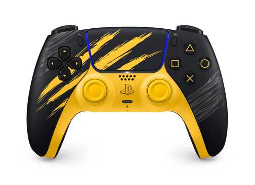 Wolverine PS5 Yellow DualSense on white background