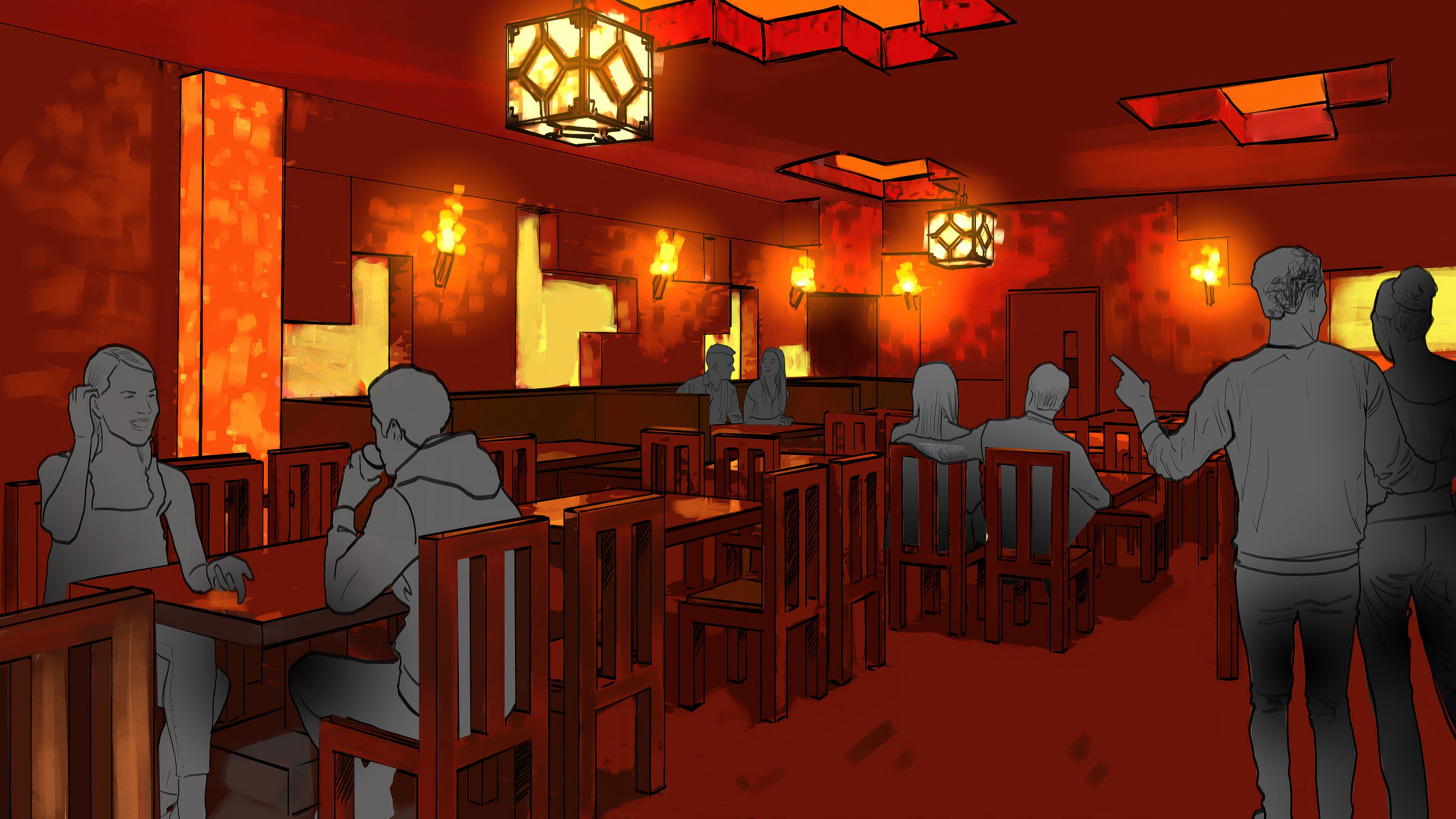 A restaurant concept at Chessington's Minecraft hotel
