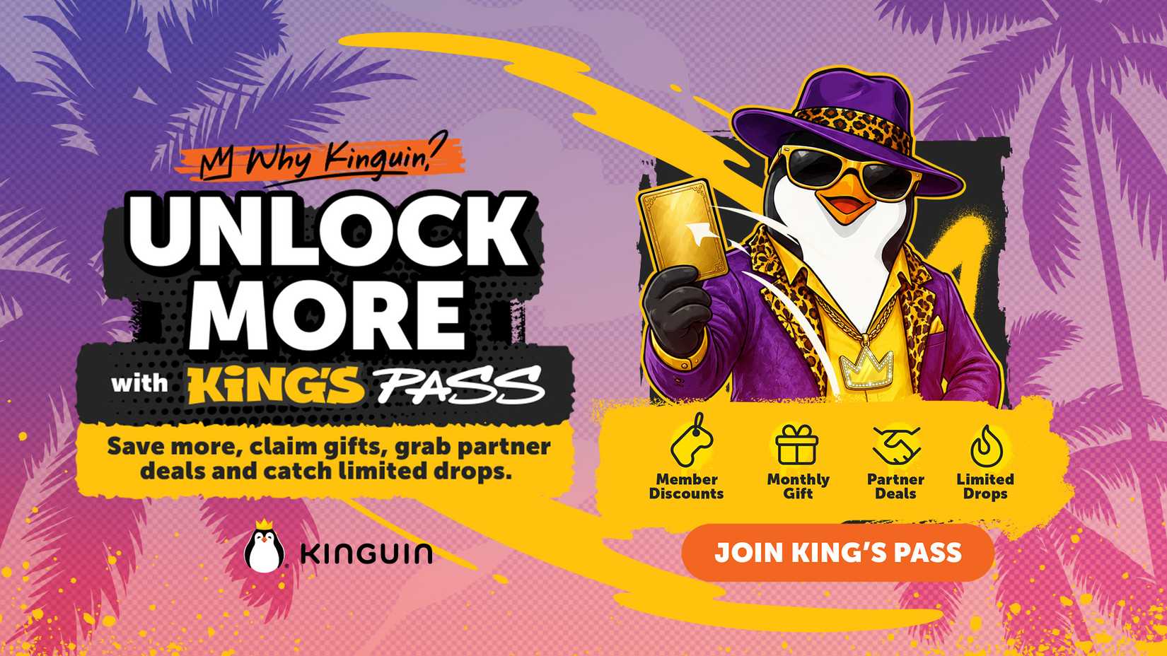 A promotional image for Kinguin's KING's Pass