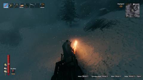 Valheim pulling cart on mountain