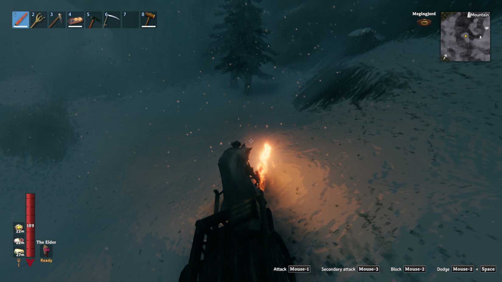 Valheim pulling cart on mountain