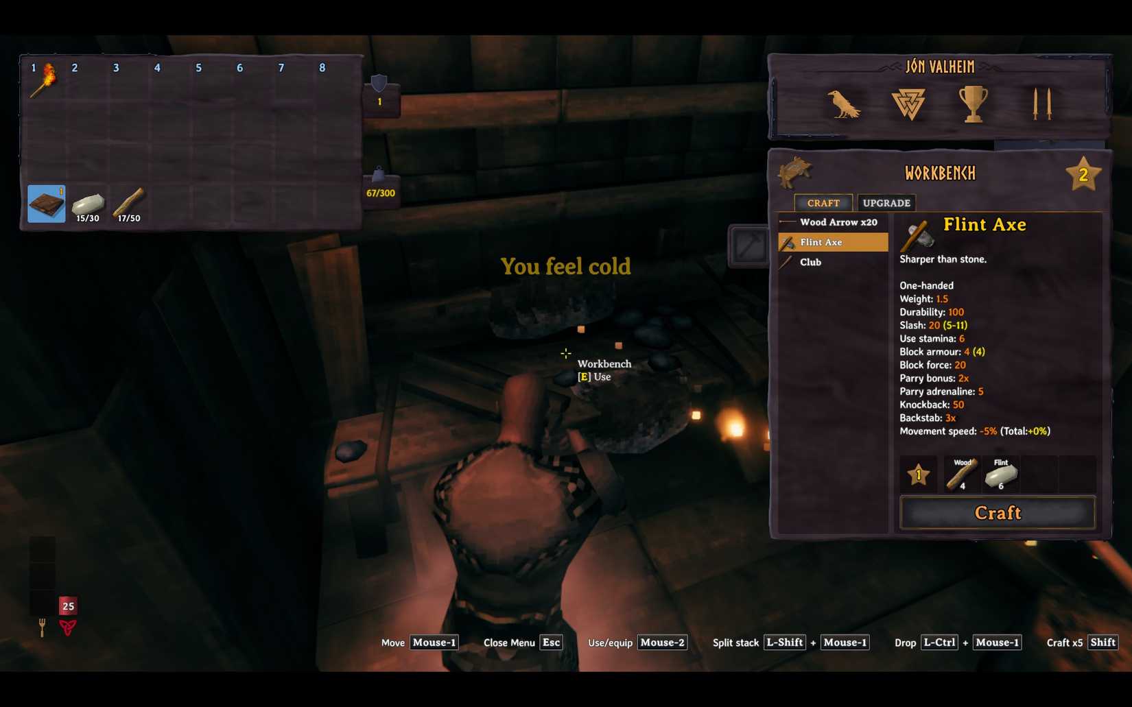 Valheim Workbench crafting