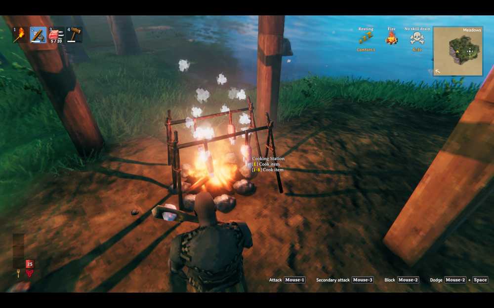 Comida sendo preparada em Valheim